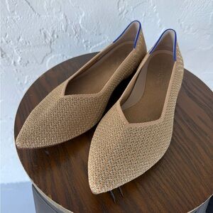 Rothy's The Point Ballet Flats Womens Sz 9.5 Pointed Toe Slip On Shoes gold